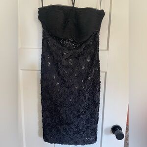 Sue Wong  Black Strapless Cocktail Dress